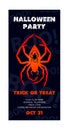 Halloween flyer. A huge orange spider. Party invitation Royalty Free Stock Photo